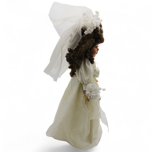 Collectors Choice Porcelain Bride Doll 16" With Stand - Picture 4 of 6
